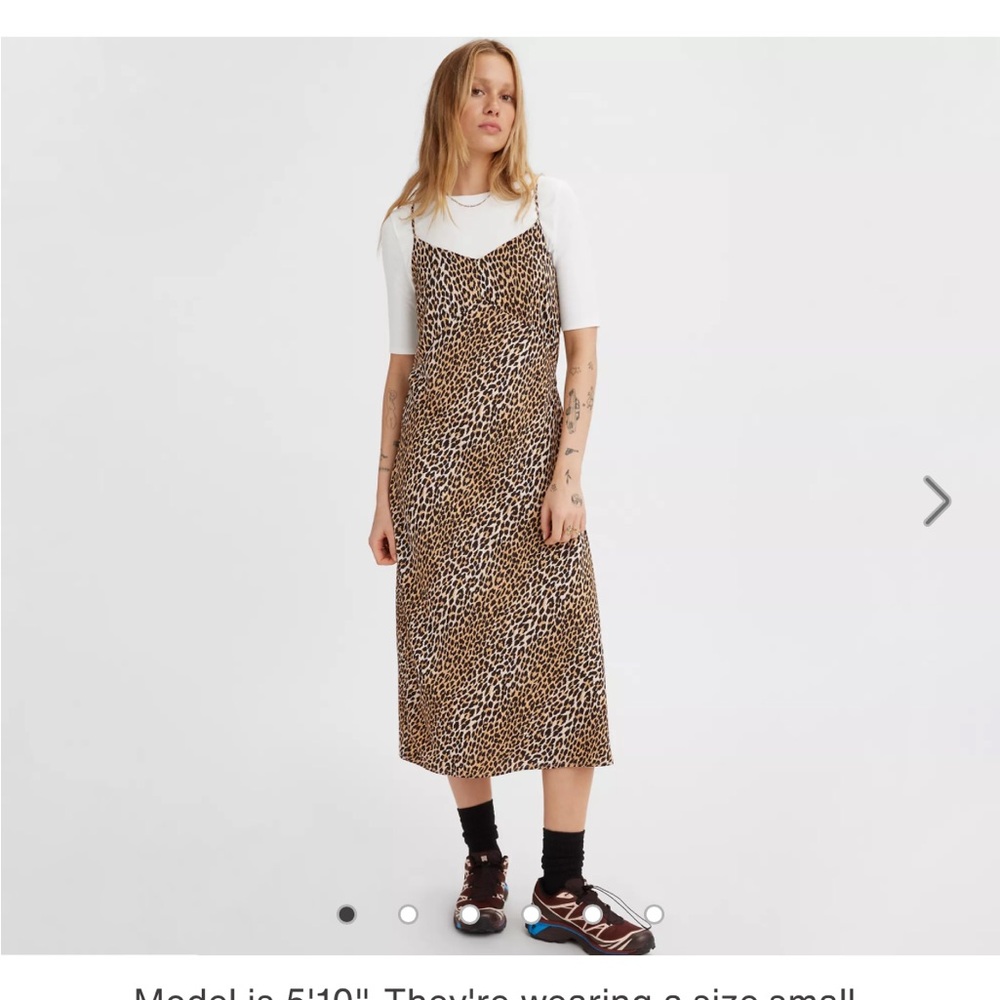 Levi’s Marietta slip silk dress leopard print midi length NWT